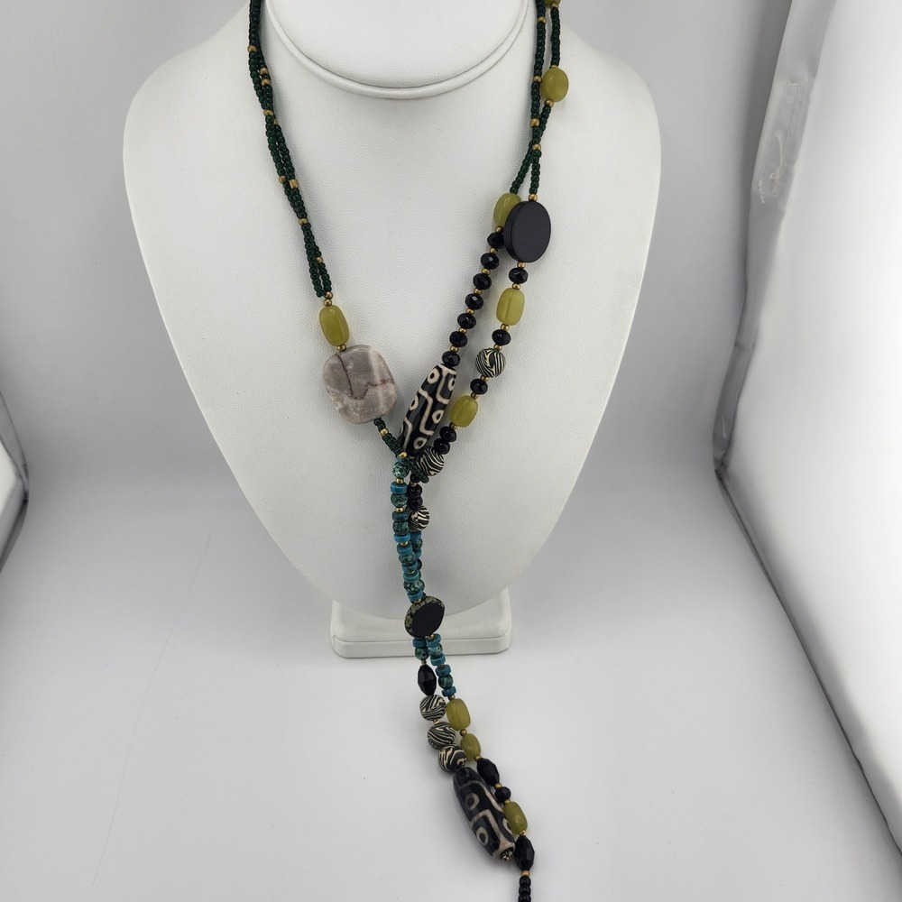 Boho Mixed Bead Lariat‎ Necklace